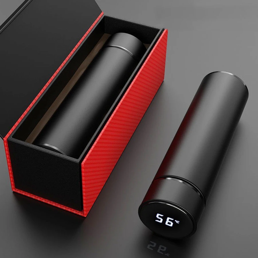 Custom Luxury Double Wall Vacuum Display 500 Ml Smart Water Bottle Led Digital Electric Thermo Thermal Flask With Temperature