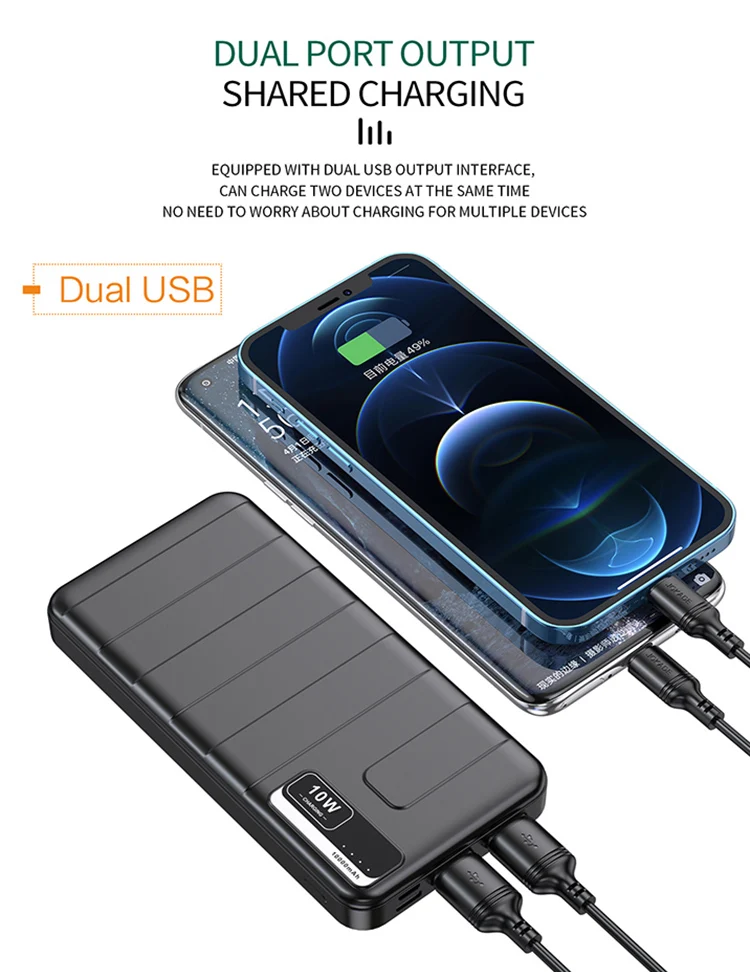 Best gifts CE FCC portable charger power bank 10000mah ABS plastic support logo custom power banks with digital power display