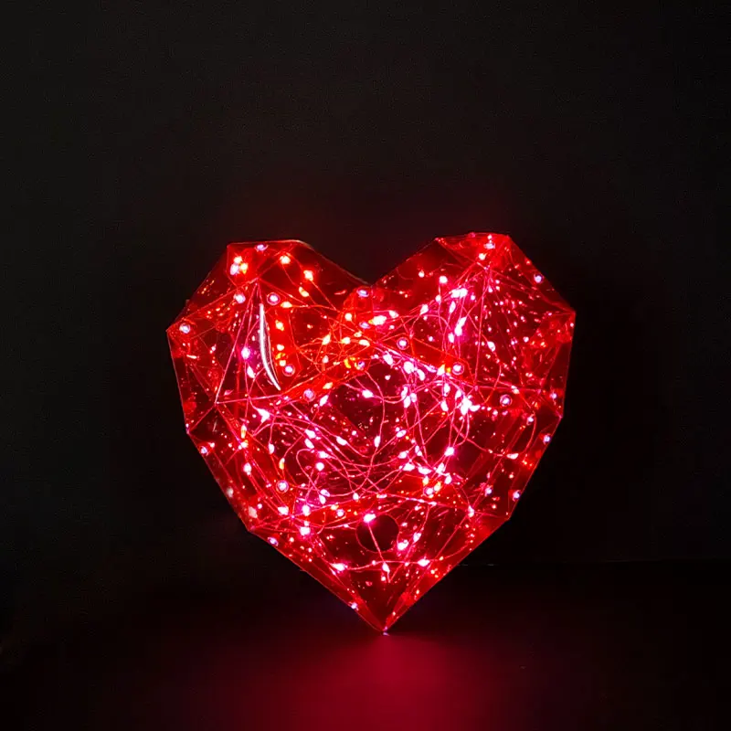 Prismatic Luminous 3D Heart LED Lighting Wedding Party Valentines Day Decoration Iridescent Rechargeable Led LOVE Heart Light