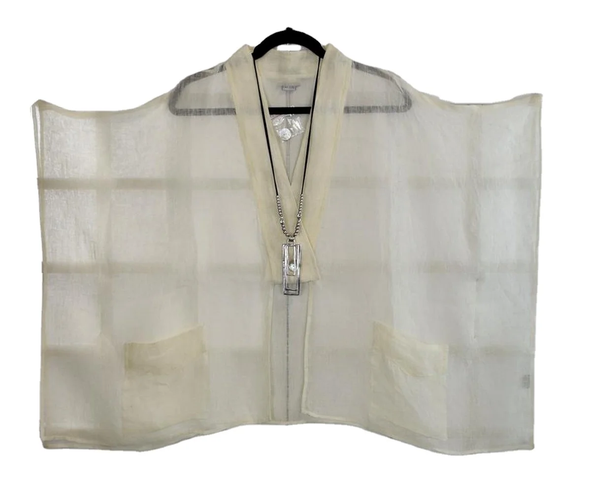 Super Designer Oversize Bolero Jacket Swing Linen Poncho Style One Size Natural Color Fits S to 3X