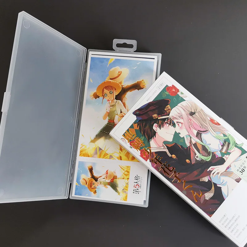 Genshin Plastic Box 218PCS Anime Sticker Lomo Card Postcard Gift Box Lynette Wriothesley Furina Playing Cards Bookmark