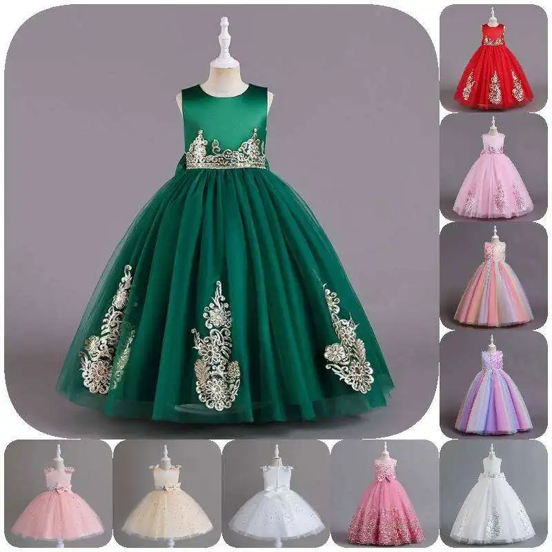 Wholesale latest fashion baby girl party kids dresses for children fancy flower petal evening little clothes
