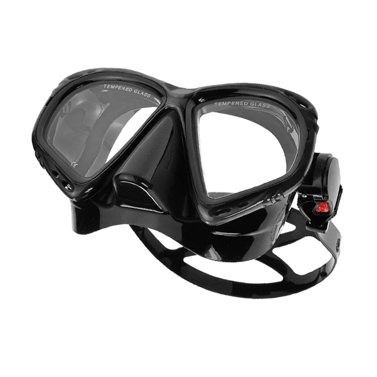 Black Silicone Snorkel Mask Swimming Goggles Tempered Glass Lens Diving Glasses For Adult Men Women