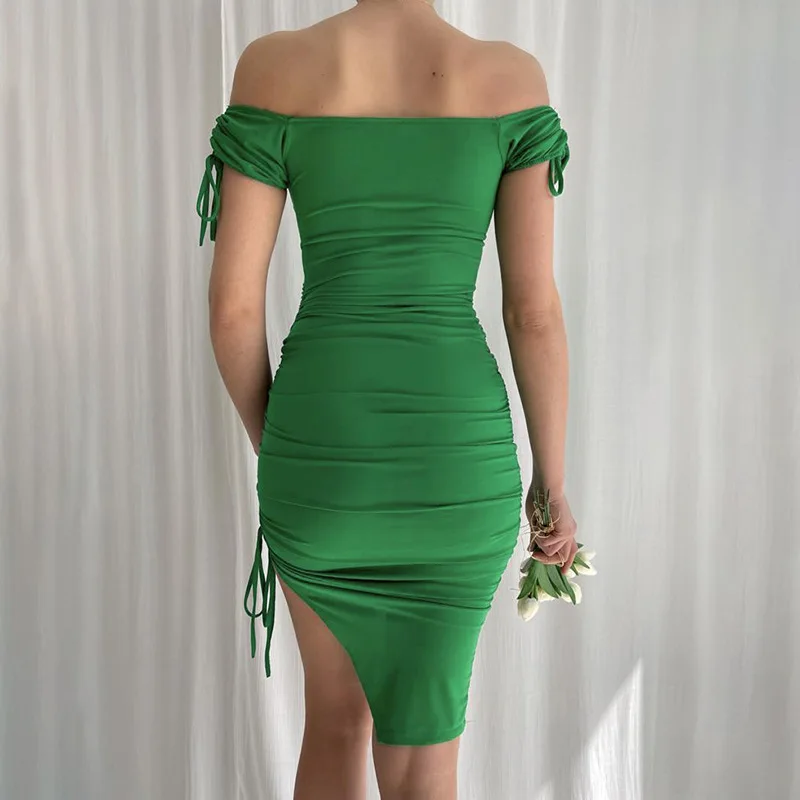 New Arrival Backless Girls Dresses Hollow Out Woman Black Bodycon One Shoulder Dress