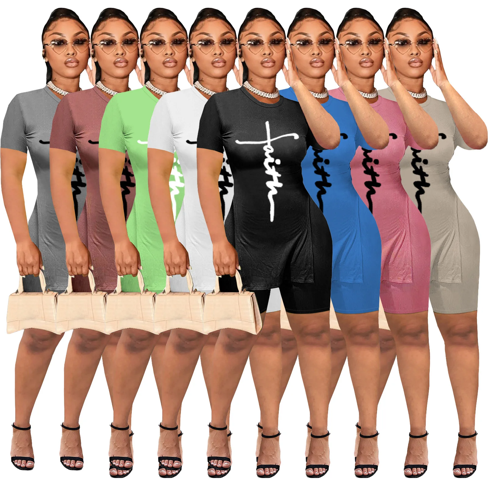 Summer 2022 Extra Small Clothes Woman Xs-5xl Street Wear Letter Printing Xs Women Clothing Sets Women Two Piece Short Set