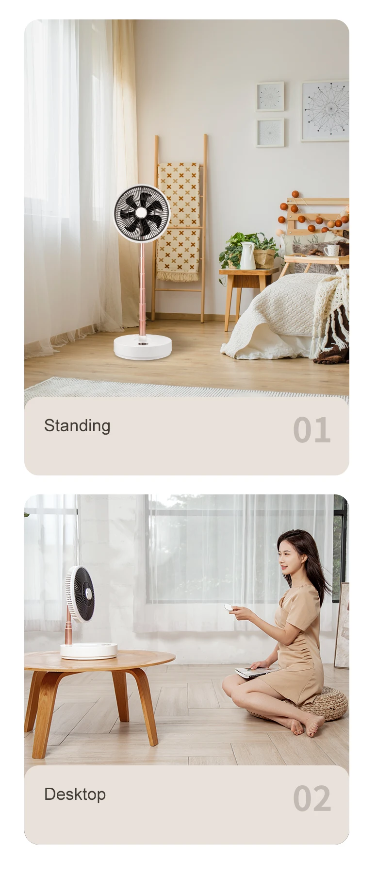 New Wide Angle Oscillation Adjustable Height Air Circulating Pedestal Fans portable electric fan for Room with battery