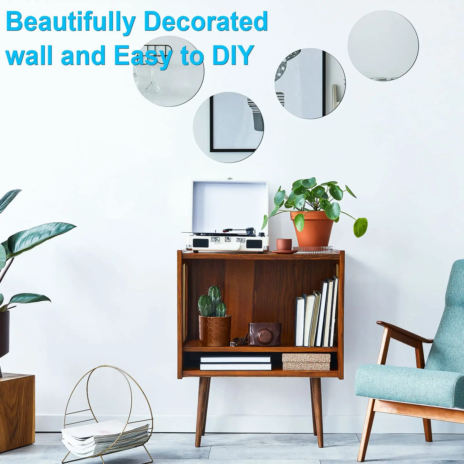 4/6/8/10 inch Adhesive Round Wall Acrylic Mirror Tiles Frameless Wall-Mount Mirrors for Bedroom Bathroom Craft Decor