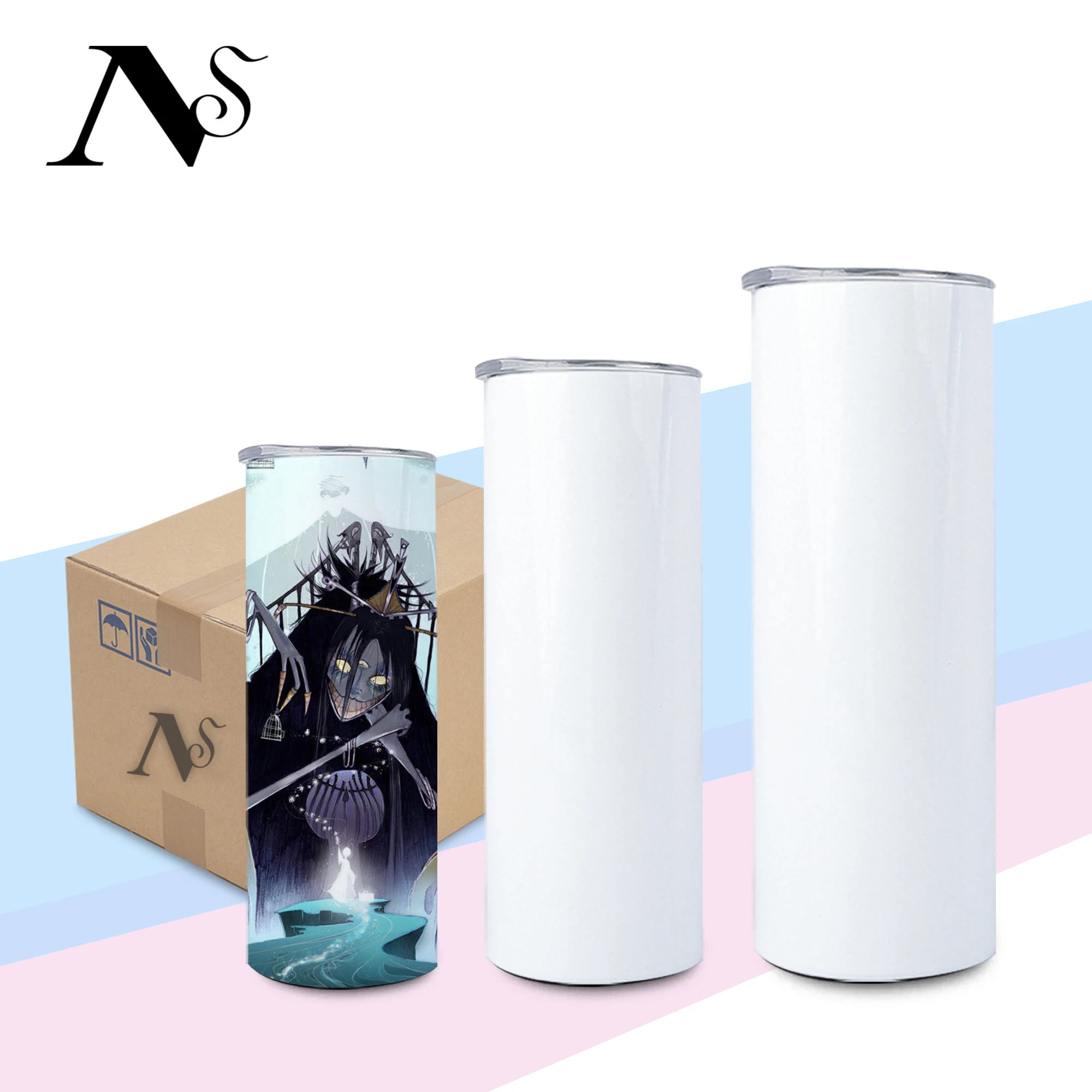 FREE Shipping USA Warehouse Sublimation Blank 20 oz White Skinny Straight Blanks Heat Press Sublimation Tumblers 20oz With Straw