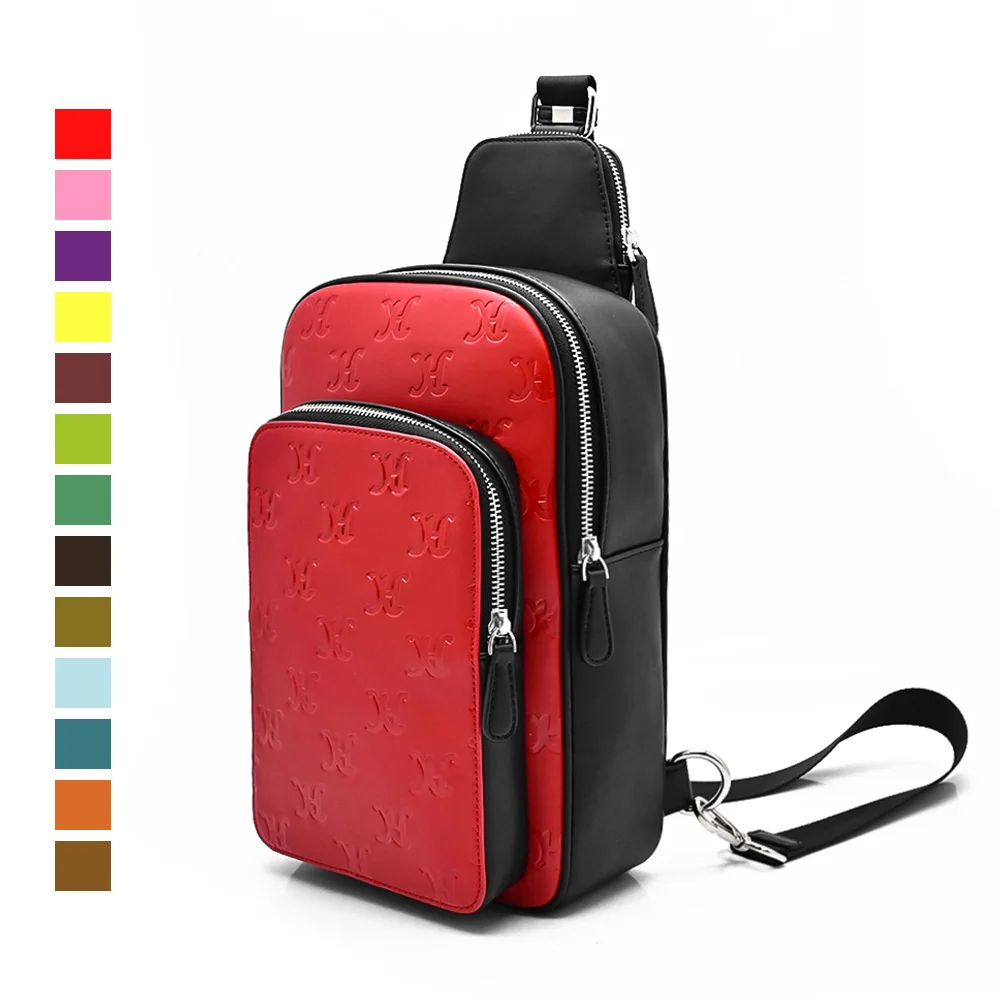 New Design PU Leather Deboss Logo Belt Bag Custom Chest Bag for Men