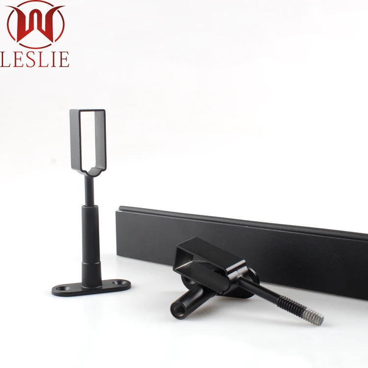 Black wardrobe rail support tube with top middle mounting rod flange matching sales furniture accessories Wardrobe accessories