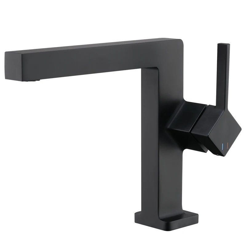 Contemporary Blacked Cheap Deck Mounted Single Handle SUS304 Waterfall Mixer Bath With Hot Cold Water Basin Faucets