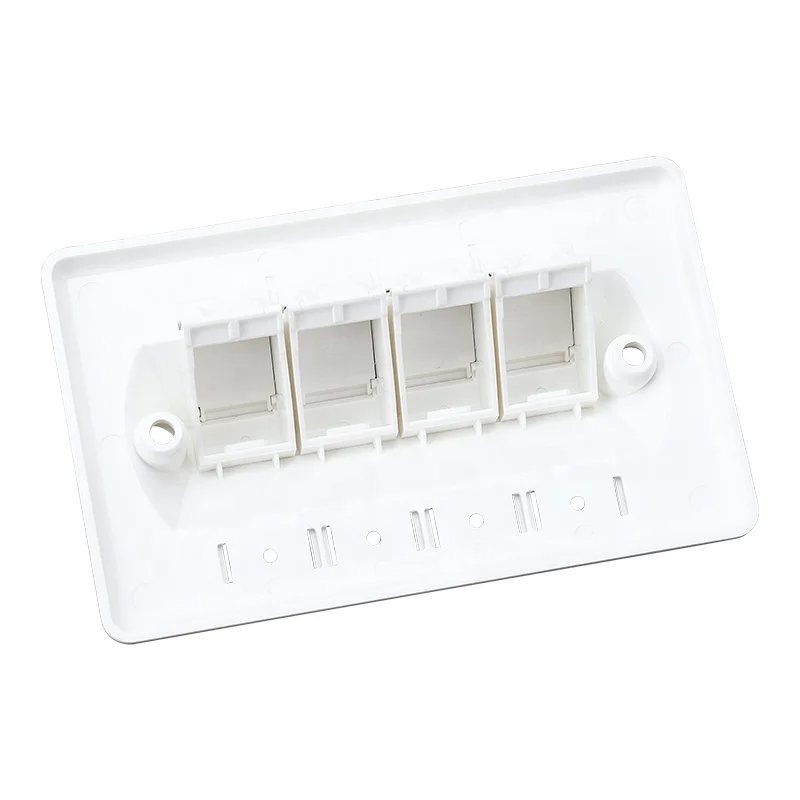 Good Quality Telecom 4 Port RJ45 Keystone Wall Outlet Network faceplate Face plate keystone jack cat6 4 port faceplate