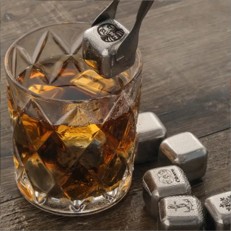 Wholesale Hot sale 304 Stainless Steel Ice Cube Chilling Stones Whiskey Beer Stones Gift Set Promotional Gift Craft Custom Logo
