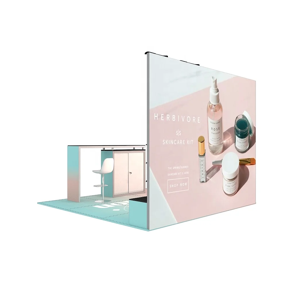 Fashion Customization Shelf Exhibition Stand Aluminum SEG 10x10ft Portable Advertising Light Box LED Trade Show Booth Design