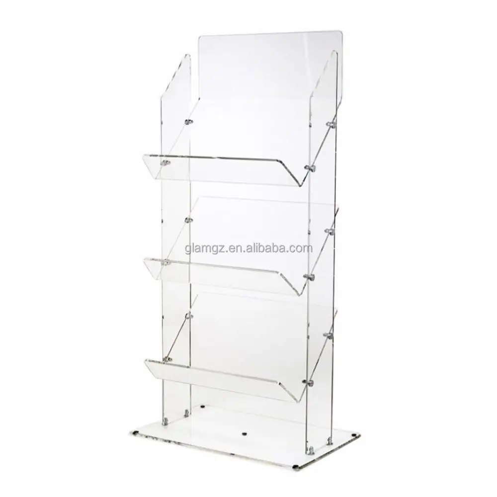 Display Hotel Information Rack Ctalogue and Reference Racks Hotel Acrylic Newspaper Pack Magazine Display Stand