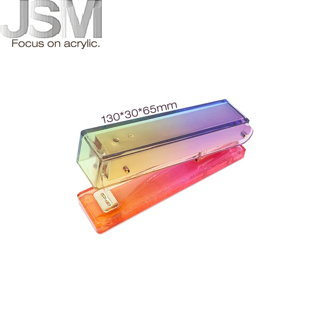 Luxury Metal Office Stationery Gradient Color Acrylic Gold Stapler Hand Stitcher with Staples Acrylic Book Sewer Machine