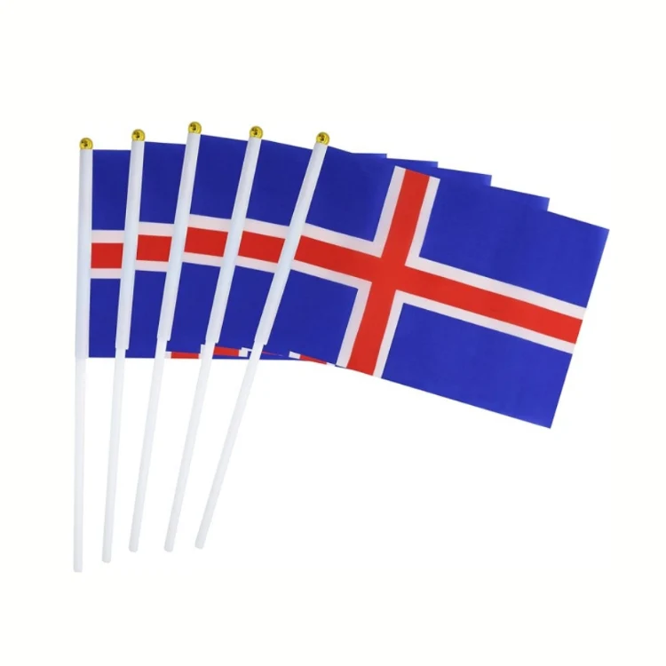 100% Polyester Promotional Custom Georgia Mini Stick Flag Hand Held Waving Flags All Countries