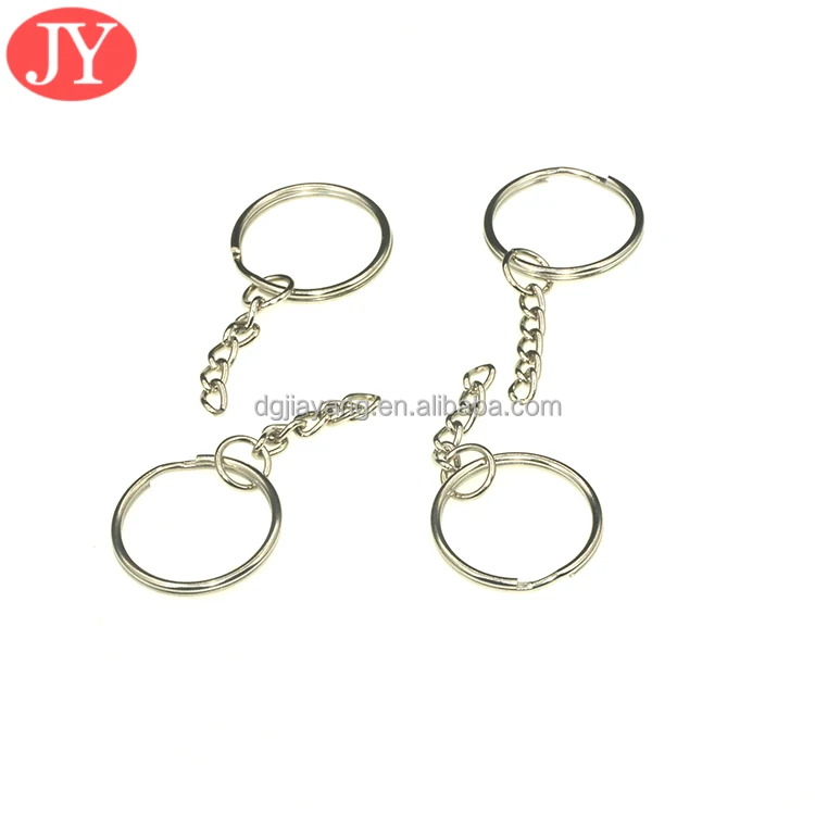 custom laser logo on flat metal  key ring 23mm iron spring ring split circle black key chain for handbag