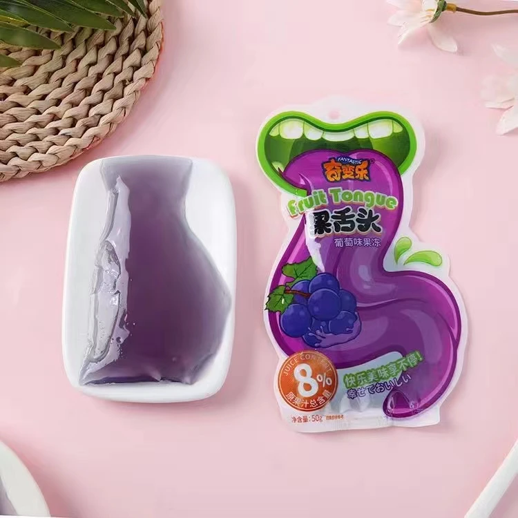 2022 New Arrival Wholesale Custom Fruity Sweet Sour Grape Funny Tongue Jelly Candy