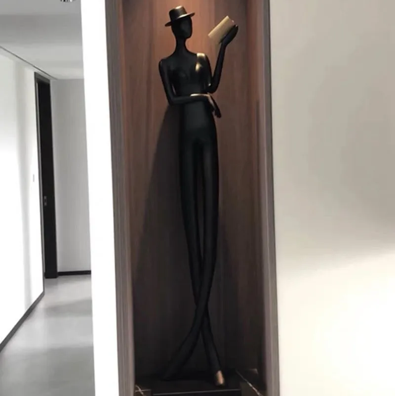 fiberglass steel sculpture customized life size electroplate resin woman statue figure Abstract Office Hotel  sculpture