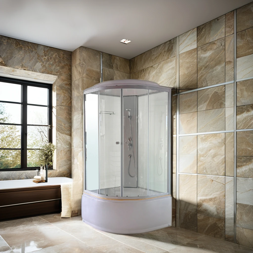 Deep Tray Shower Cabin with Brass Faucet and Hand Shower 4 mm 5 mm Clear Grey Glass White ABS Fiberglass for Bathroom