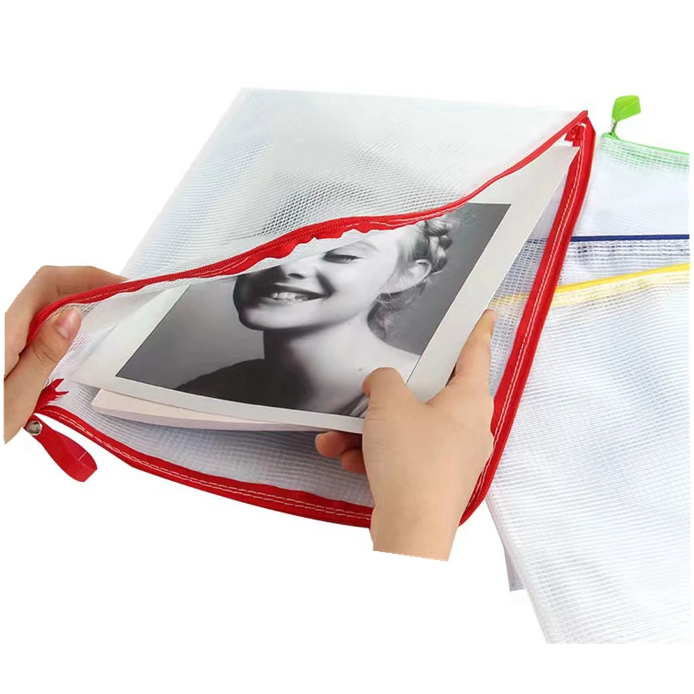 office supply pvc mesh zipper document bag plastic document bag a4 document pvc mesh