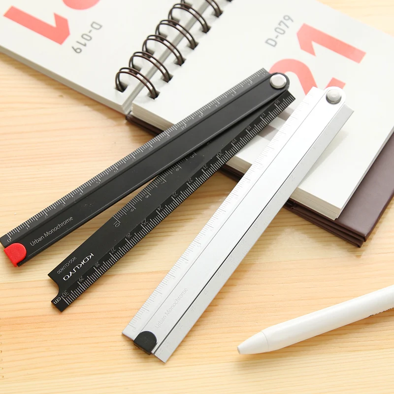 
KOKUYO Metal Ruler Urban Monochrome 15/30cm Alumite Folding Ruler 