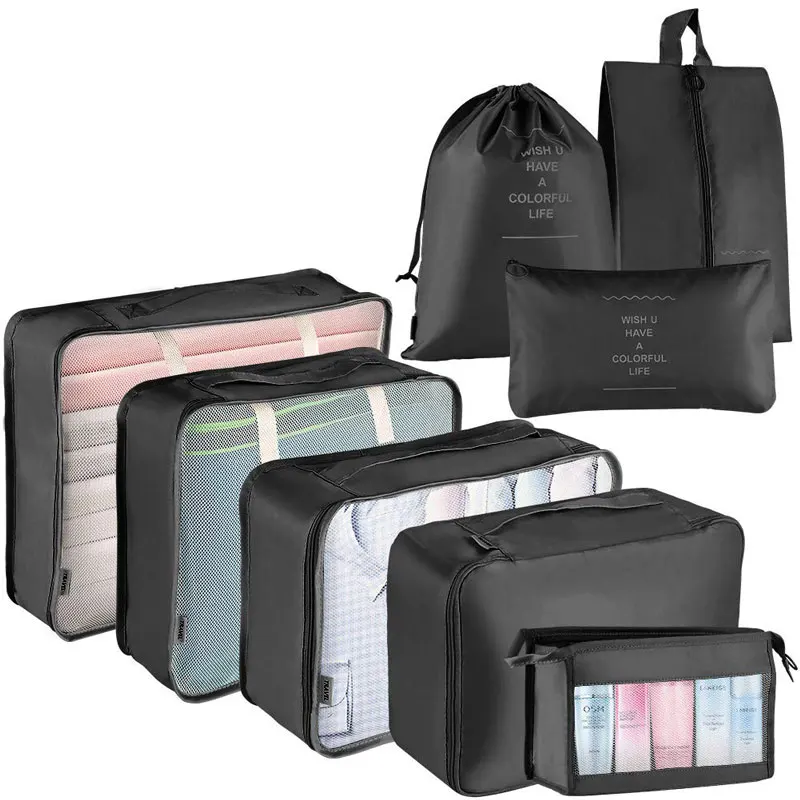 Luggage Set Travel Luggage Bags Soft Save Space Travel Essentials Travel Packing Cubes 9 Pcs For Carry On Suitcase