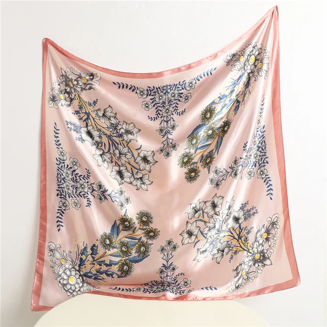 Wholesale 130X130 90X90cm Square Long Pure Silk Scarves Custom Shawl Design Printing Logo Custom Silk Scarf For Women Stylish