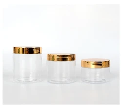 50ml 100ml 150ml 200ml 250ml cosmetic cream pet containers gold lid containers plastic jar