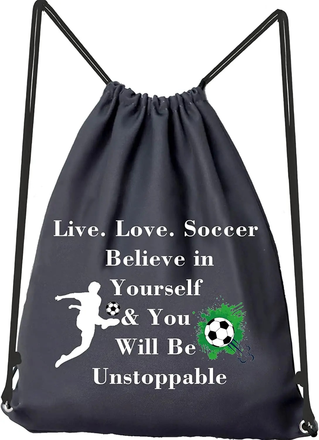 String Bag Gym Backpack Soccer Player Gifts Live Love Soccer Sport Pack Cinch Sack Team Inspirational Gift Soccer Drawstr