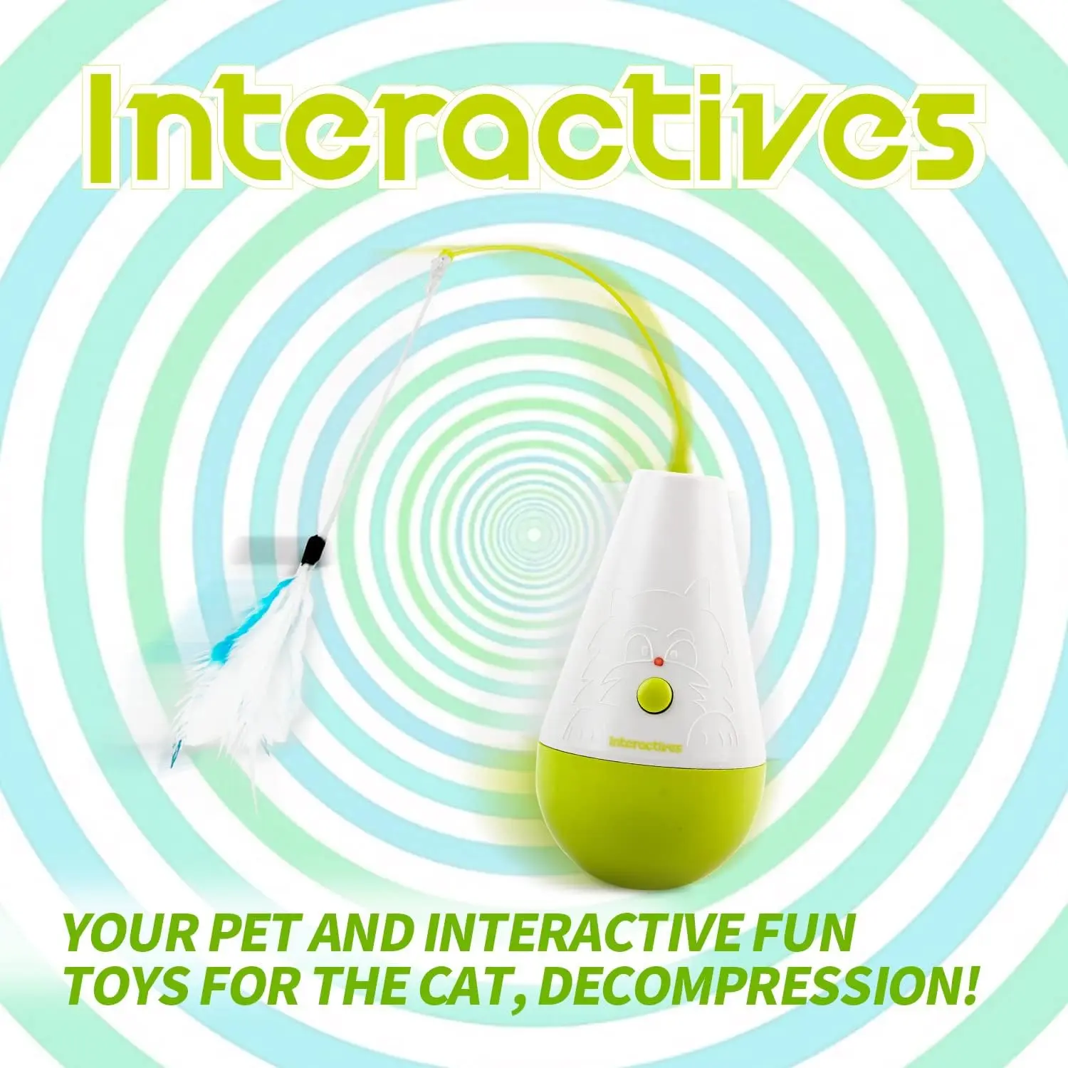 AFP Interactive Electric Cat Tumbler Toys With Rotating Natural Feather Automatic Cat Feather Teaser Toys For Cat Daily Playing