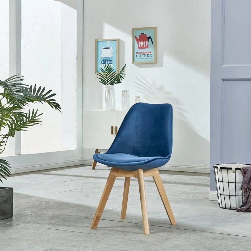 Wholesale dining chair wood leg luxury living room chair furniture modern velvet dining chair