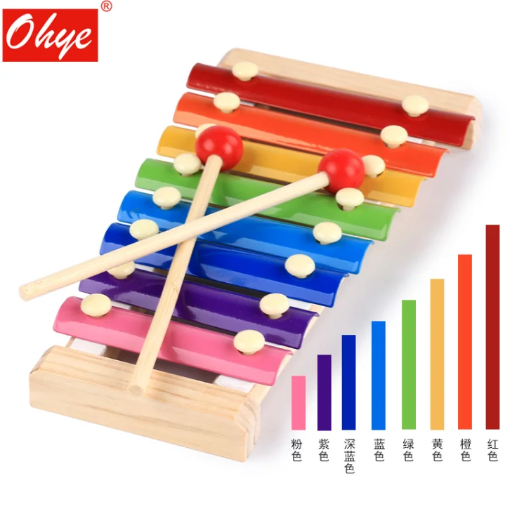 Wooden Xylophone Percussion Instrument 8 Scale Hand Knock Piano Children Musical Toy Puzzles