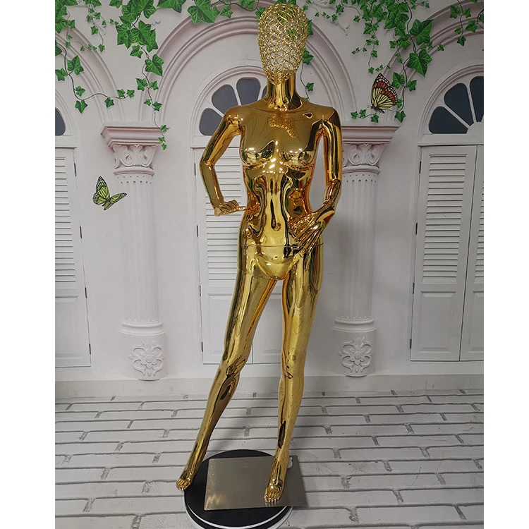 Wholesale Windows Display Women Full Body Chrome Plating Female Gold Mannequins