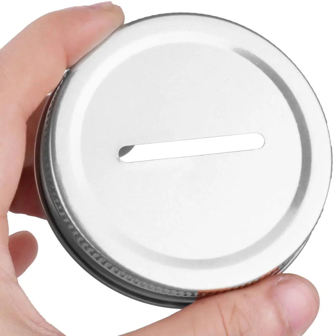 Home decor storage Regular 70mm Mouth Mason Jar Coin Slot Bank Lid Metal Lid Silver Jar Lid For Piggy Banks