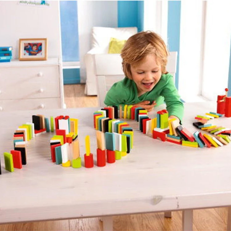 Customized  1000pcs wooden play 9 12 dominoes festool blocks games set in wooden box