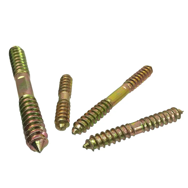 In stock wholesale price yellow zinc plated double threaded wood furniture screw