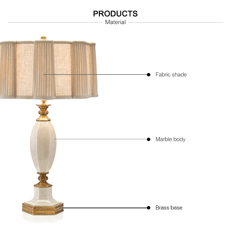 Hot Selling Brass Lamp Design Classic Bed Side Table Marble Desk Light Italian Table Lumineuse Desk Lamp