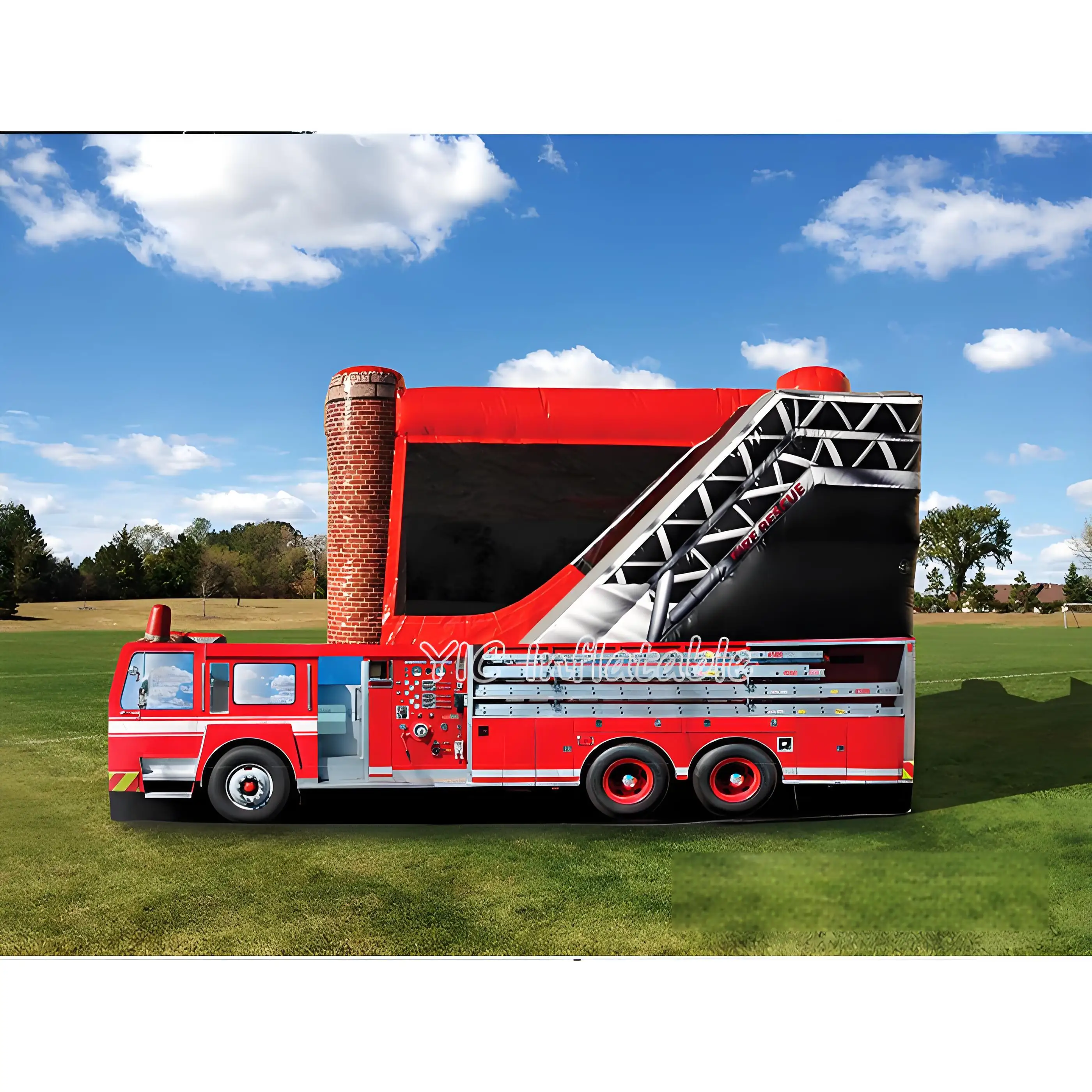 Fire Station Kids Jumping Trampoline Combo Brincolin Con Resbaladilla Bouncer Slide Inflatable Car Bounce House With Slide