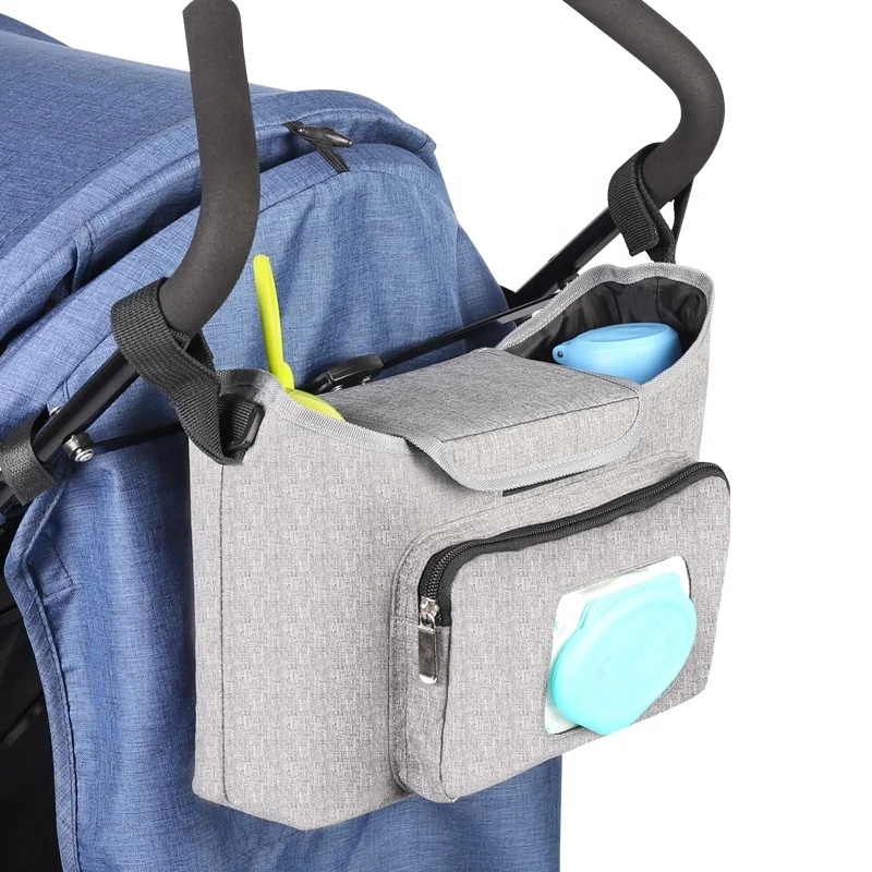 Universal fit Grey kodra fabric with paper extraction bag baby stroller bag mommy diaper bag organizer for stroller