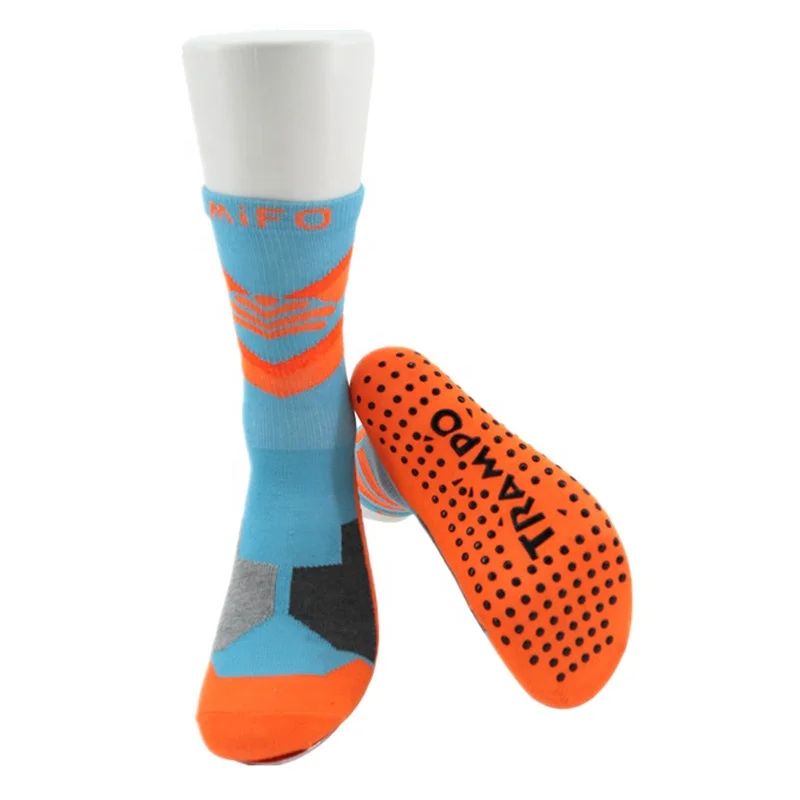 Custom Indoor Playground Anti Slip Sole Polyester Wholesale Non Slip Sock Kids Trampoline Park Socks