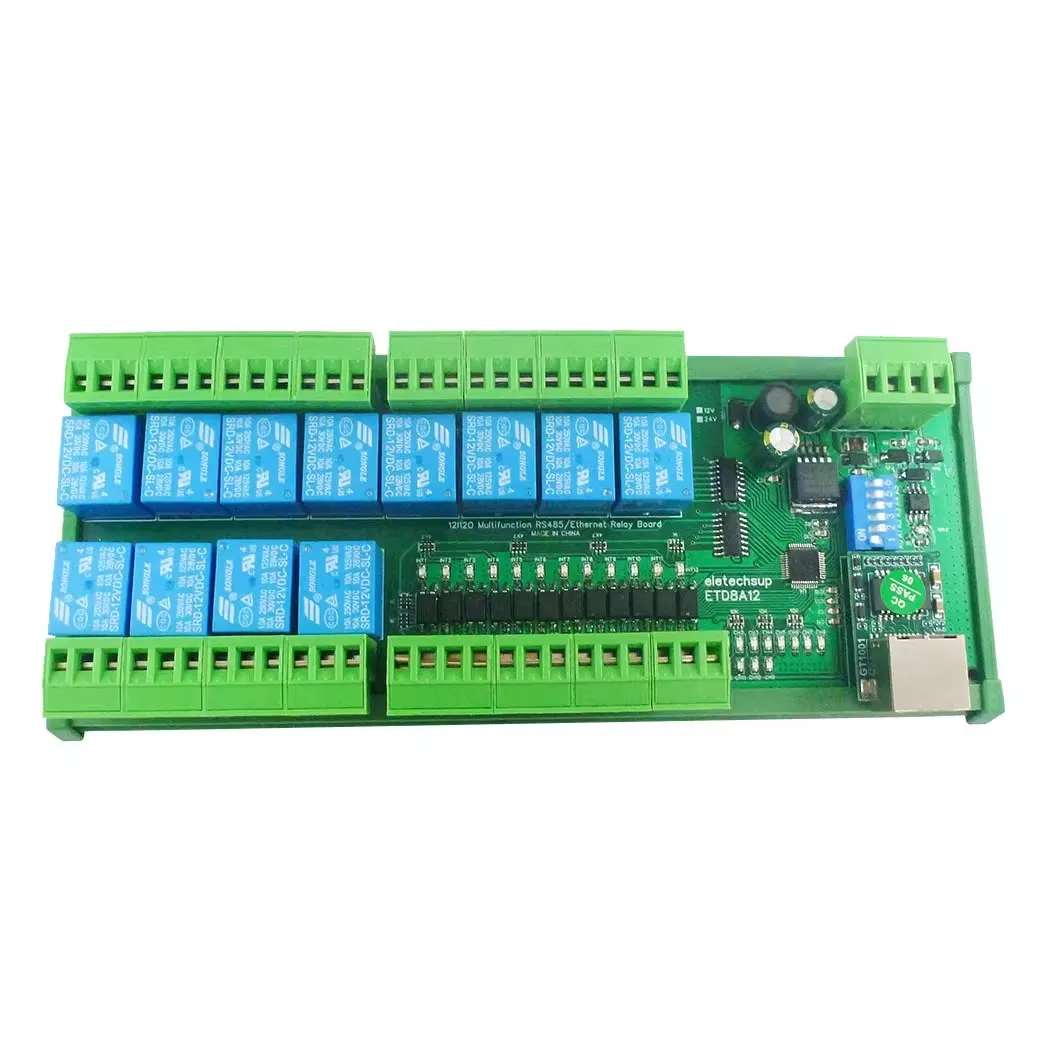 ETD8A12 DC 12 В/24 В 12Ch DIO RS485/Ethernet Modbus RTU реле Плата расширения PLC