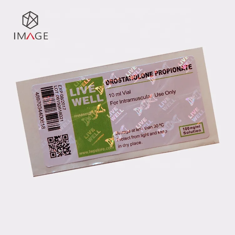 Custom 10ml Hologram Vial Label with QR Code and Barcode for Pharmaceutical Products