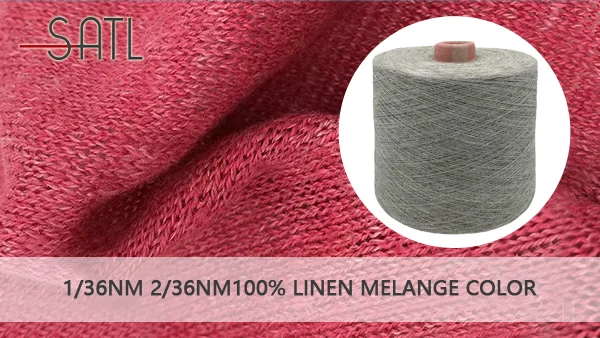 Wholesale Wet Flax Spinning 1/36nm 2/36nm100% Linen Melange Color Yarn With High Strength