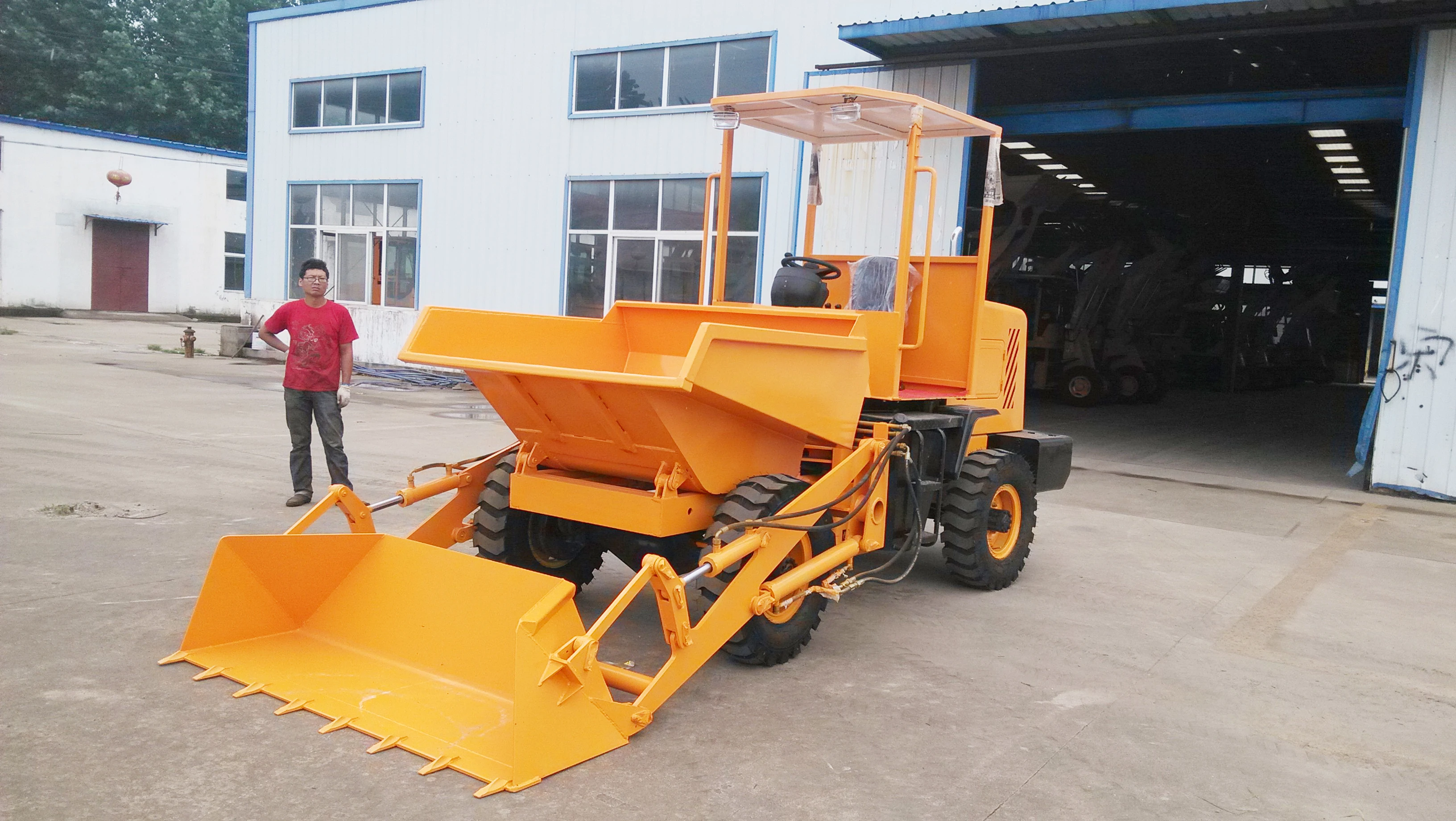 hot sale 3 ton mini dumper with self-loading equipment hydraulic tipping bucket front tip dumper 4*4 drive without cabin