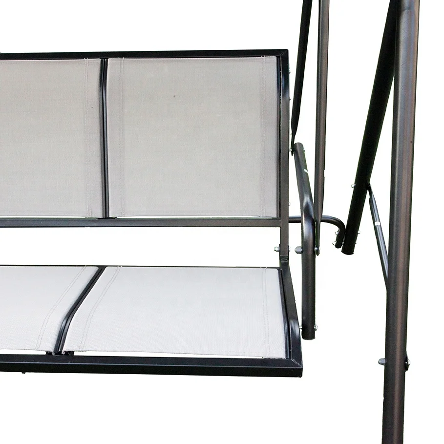 
3-Person Outdoor Patio Swing Chair, Convertible Canopy Hanging Swing Glider Lounge Chair, Removable Cushions, 