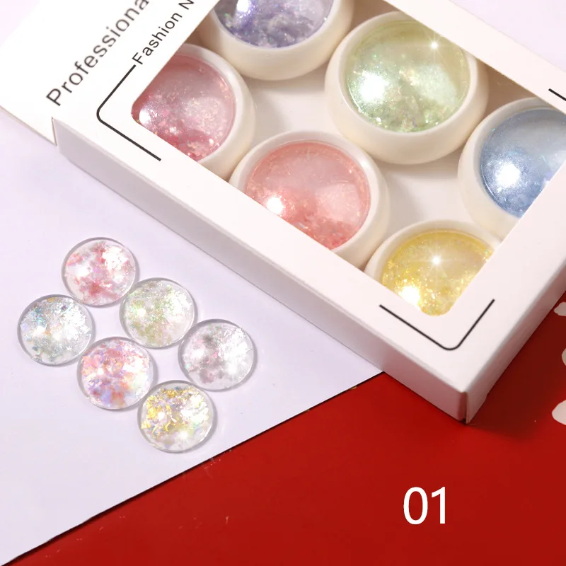 Nail Art Magic Mirror Powder Set Aurora Opal Iridescent Cloud Brocade Snow Flock Icy Scales for Dreamy Highlight Glitters Set