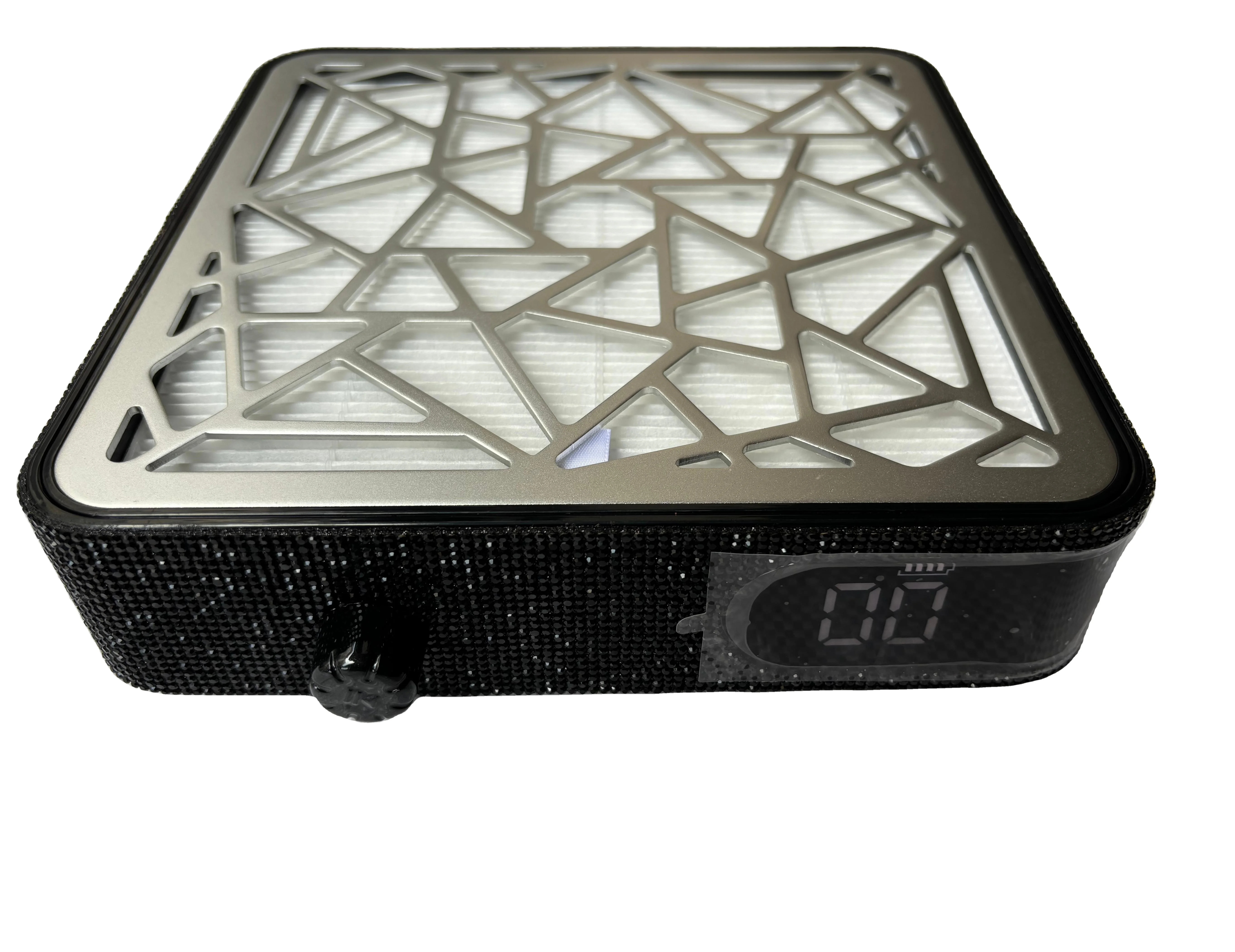 Strong Suction Low Noise Nail Art Vacuum Cleaner 3500RPM Table Rechargeable Nail Dust Collector With Rhinestones