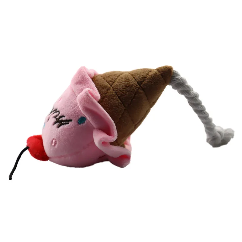 Factory Wholesale Eco Friendly Soft Fast Food Hamburg Cute Durable Pet Squeaky Toy Plush Dog Toys